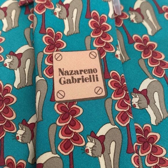 Nazareno Gabrielli 100% Silk Tie Cats - Picture 3 of 5